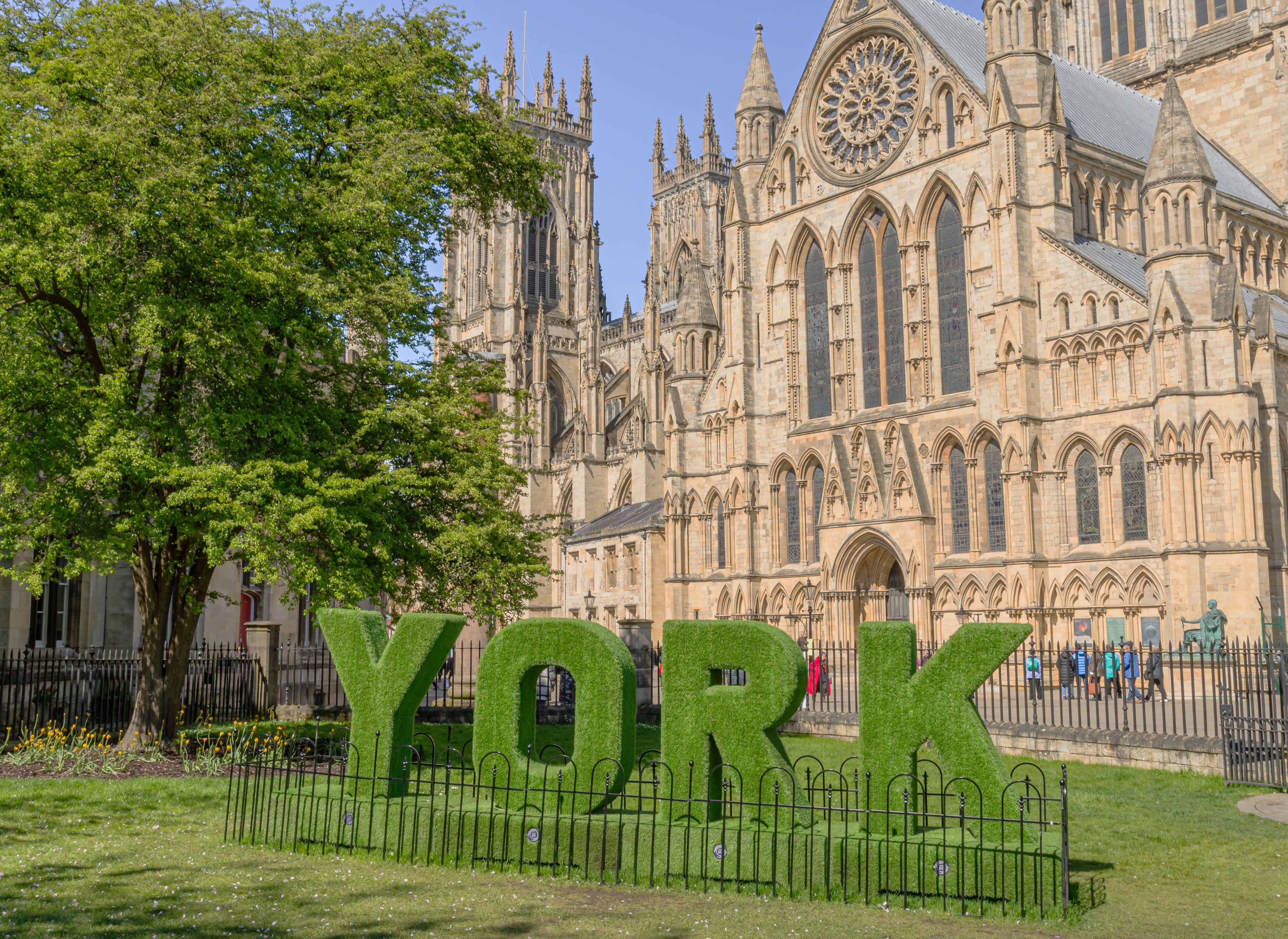 york minster with york sign